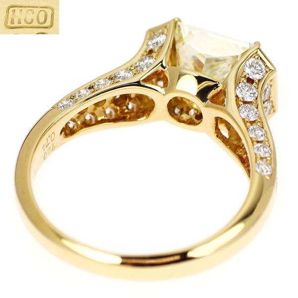 平和堂貿易 K18YG プリンセスカット ダイヤモンド  リング 2.006ct D0.74ct 凱旋門