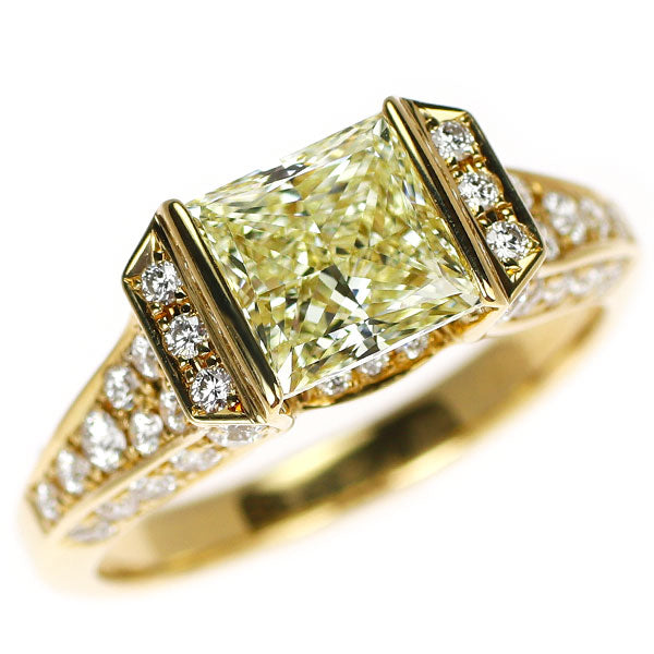 平和堂貿易 K18YG プリンセスカット ダイヤモンド  リング 2.006ct D0.74ct 凱旋門