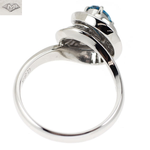 銀座ミワ Pt900 トリートブルーダイヤモンド リング 0.37ct D0.86ct