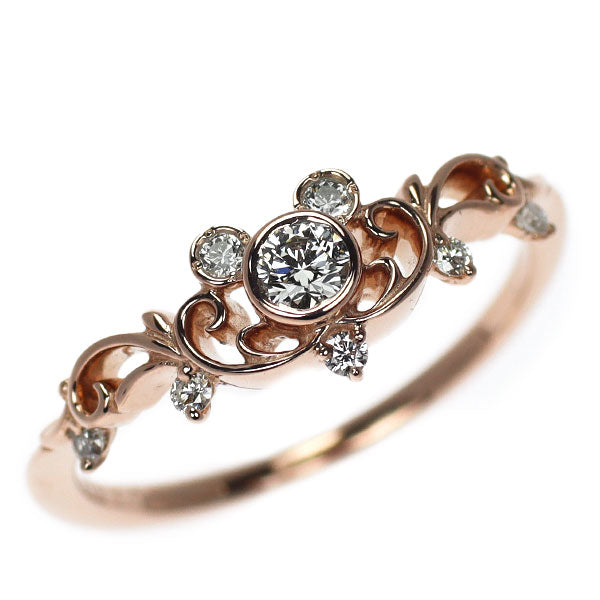ケイウノ/ディズニー K18PG ダイヤモンド リング 0.178ct ミッキーマウス ハッピーティアラ