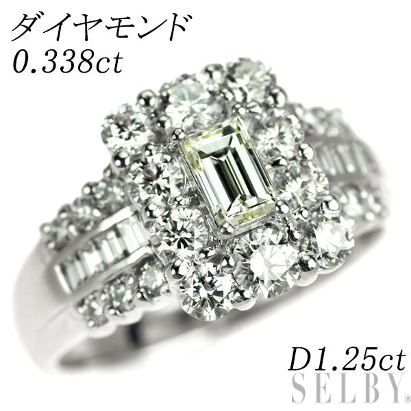 K18WG バケットカット ダイヤモンド リング 0.338ct D1.25ct