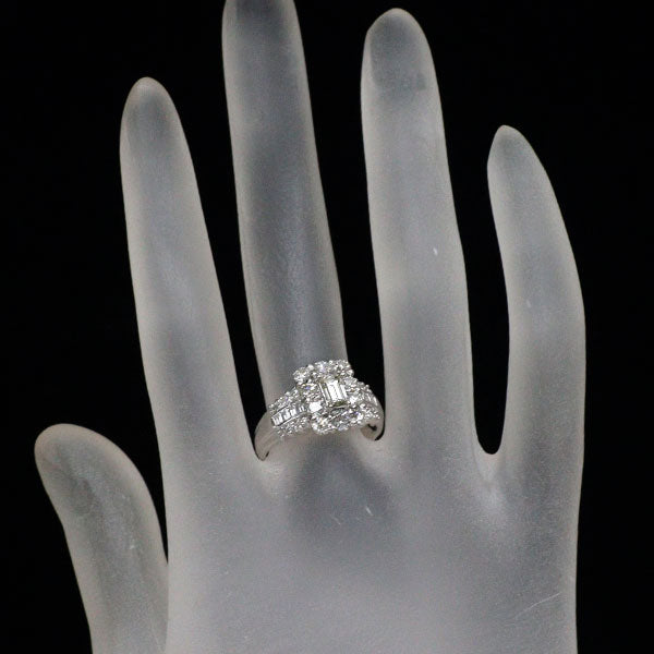 K18WG バケットカット ダイヤモンド リング 0.338ct D1.25ct