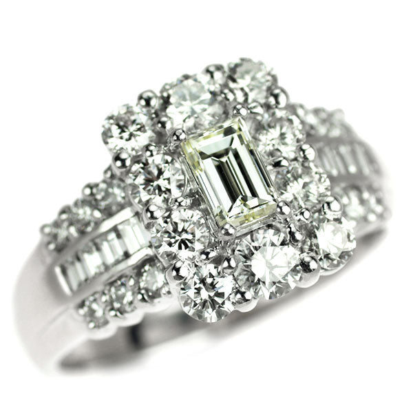 K18WG バケットカット ダイヤモンド リング 0.338ct D1.25ct