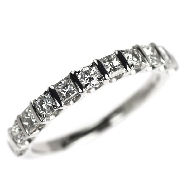 ブルーリバー Pt950 プリンセスカット ダイヤモンド リング 0.71ct D0.42ct ハーフエタニティ