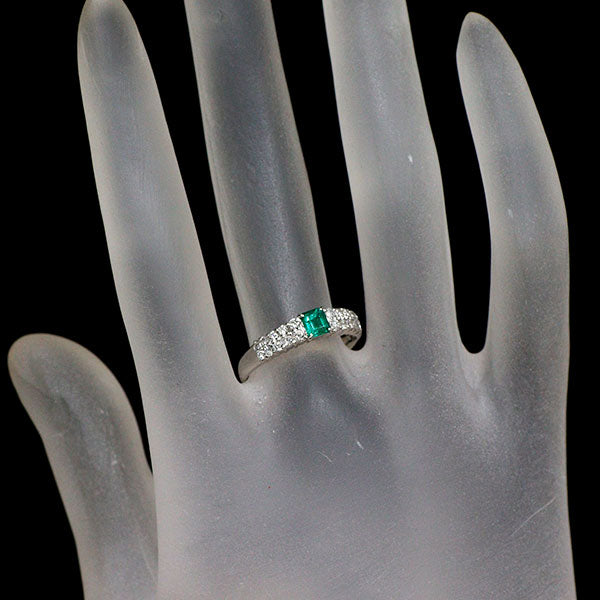 Pt900 コロンビア産 エメラルド ダイヤモンド リング 0.24ct D0.31ct