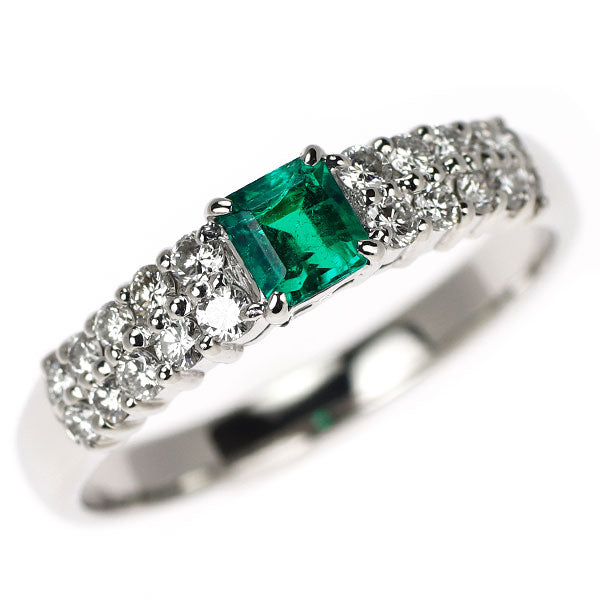 Pt900 コロンビア産 エメラルド ダイヤモンド リング 0.24ct D0.31ct