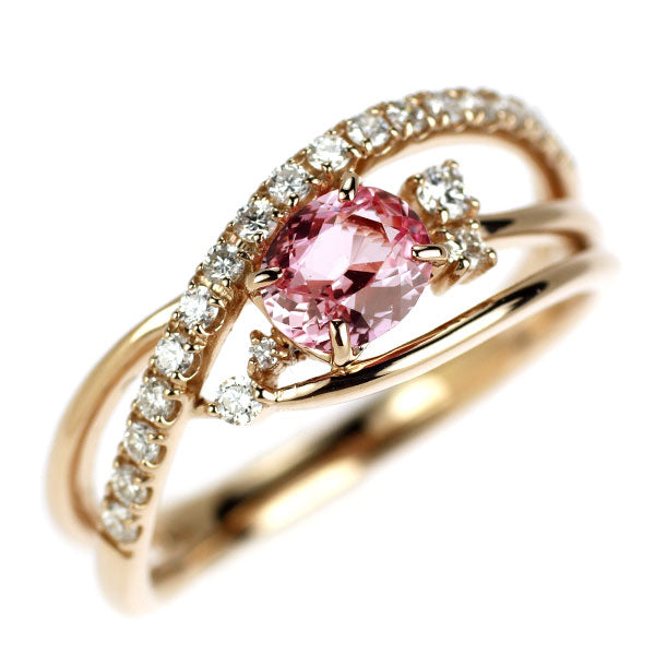 K18PG ピンクサファイア ダイヤモンド リング 0.56ct D0.23ct