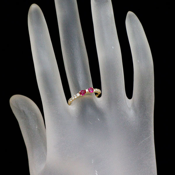 K18YG ルビー ダイヤモンド リング 0.31ct D0.21ct リボン