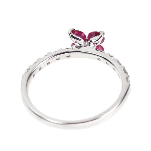 K18WG ルビー ダイヤモンド リング 0.55ct D0.41ct フラワー