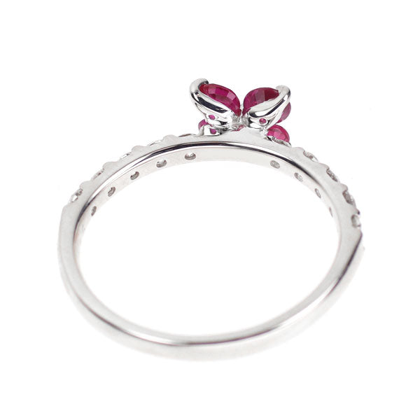 K18WG ルビー ダイヤモンド リング 0.55ct D0.41ct フラワー