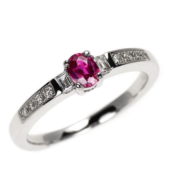 Pt950 非加熱 ピジョンブラッドルビー ダイヤモンド リング 0.28ct D0.11ct