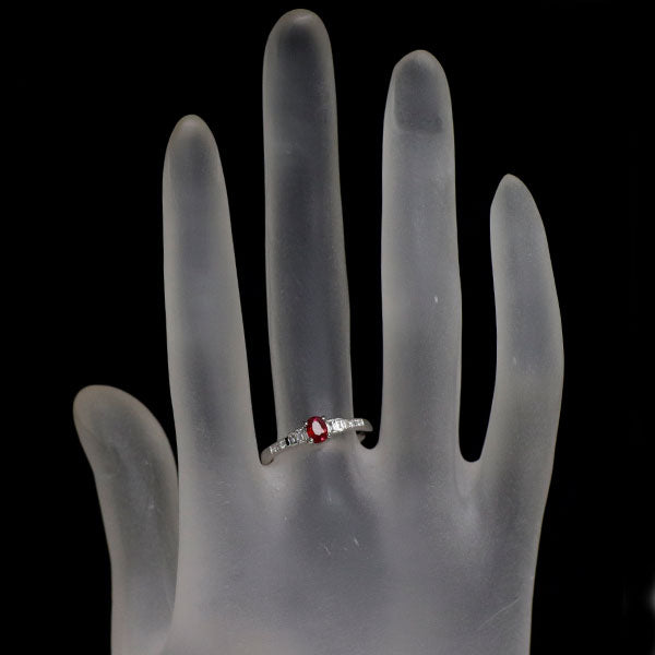 Pt950 非加熱 ピジョンブラッドルビー ダイヤモンド リング 0.33ct D0.15ct