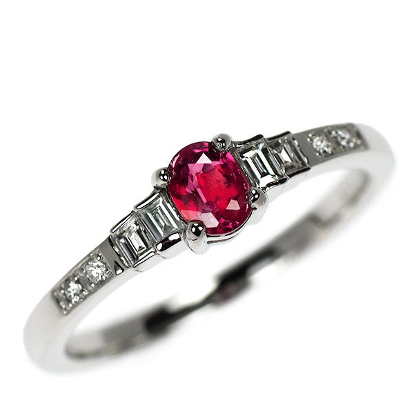 Pt950 非加熱 ピジョンブラッドルビー ダイヤモンド リング 0.33ct D0.15ct