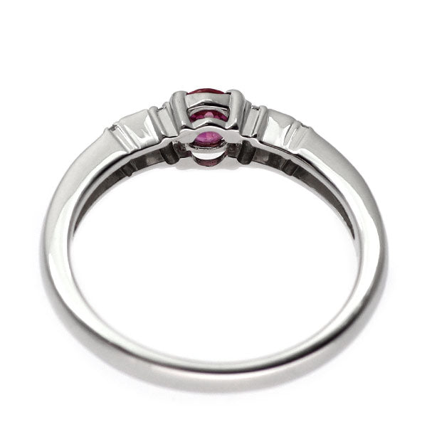 Pt950 非加熱 ピジョンブラッドルビー ダイヤモンド リング 0.28ct D0.14ct