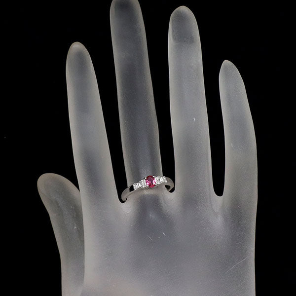 Pt950 非加熱 ピジョンブラッドルビー ダイヤモンド リング 0.28ct D0.14ct