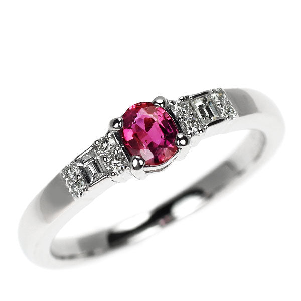 Pt950 非加熱 ピジョンブラッドルビー ダイヤモンド リング 0.28ct D0.14ct