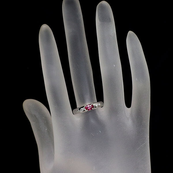 Pt900 非加熱 ピジョンブラッドルビー ダイヤモンド リング 0.33ct D0.06ct