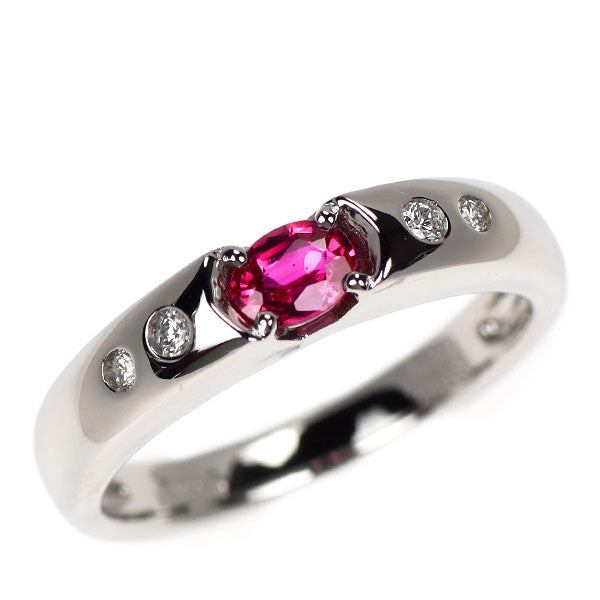 Pt900 非加熱 ピジョンブラッドルビー ダイヤモンド リング 0.33ct D0.06ct