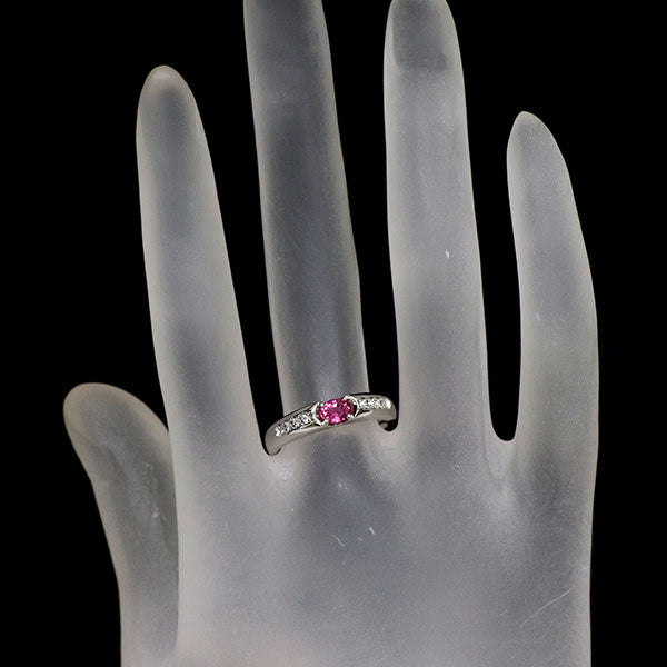 Pt900 非加熱 ピジョンブラッドルビー ダイヤモンド リング 0.32ct D0.07ct