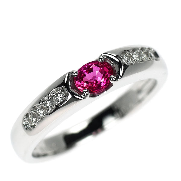 Pt900 非加熱 ピジョンブラッドルビー ダイヤモンド リング 0.32ct D0.07ct