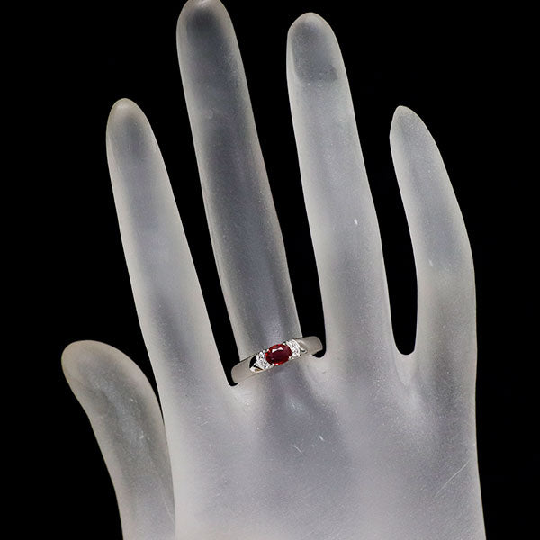 Pt900 非加熱 ピジョンブラッドルビー ダイヤモンド リング 0.28ct D0.03ct