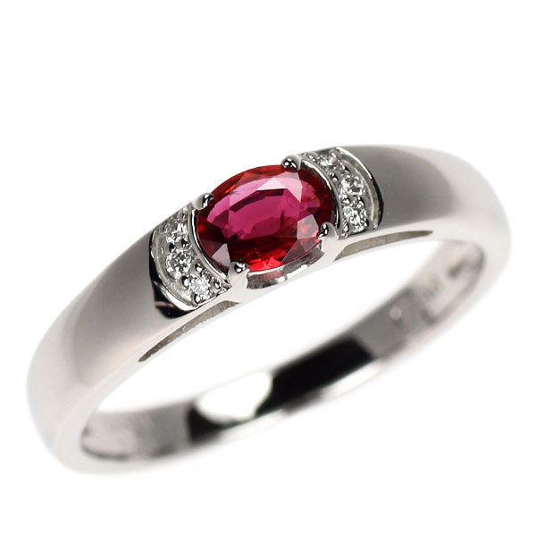 Pt900 非加熱 ピジョンブラッドルビー ダイヤモンド リング 0.28ct D0.03ct