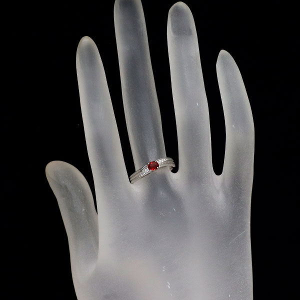 Pt900 非加熱 ピジョンブラッドルビー ダイヤモンド リング 0.26ct D0.04ct