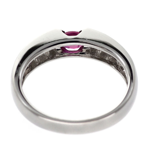 Pt900 非加熱 ピジョンブラッドルビー ダイヤモンド リング 0.33ct D0.12ct