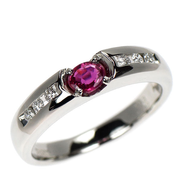 Pt900 非加熱 ピジョンブラッドルビー ダイヤモンド リング 0.33ct D0.12ct