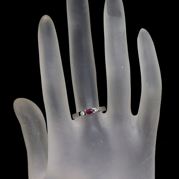 Pt950 非加熱 ピジョンブラッドルビー ダイヤモンド リング 0.21ct D0.02ct