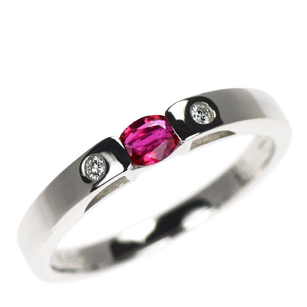 Pt950 非加熱 ピジョンブラッドルビー ダイヤモンド リング 0.21ct D0.02ct