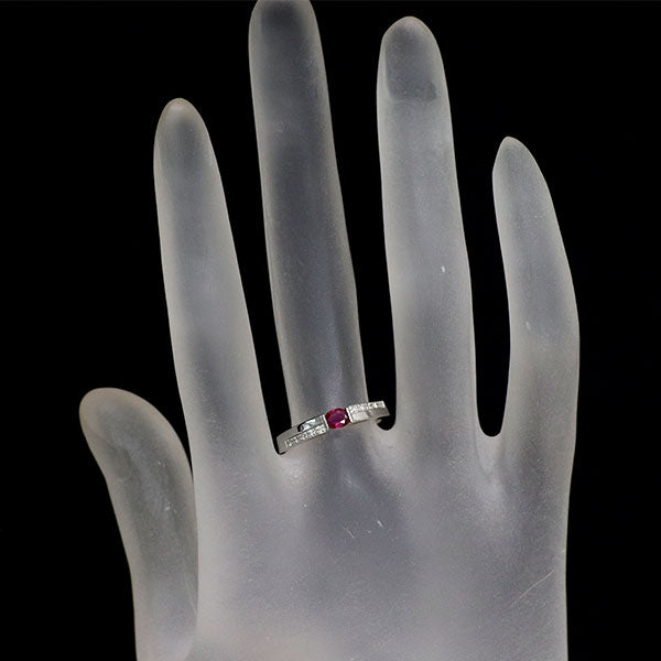 Pt950 非加熱 ピジョンブラッドルビー ダイヤモンド リング 0.23ct D0.05ct