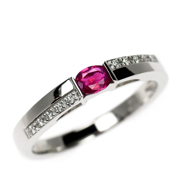 Pt950 非加熱 ピジョンブラッドルビー ダイヤモンド リング 0.23ct D0.05ct