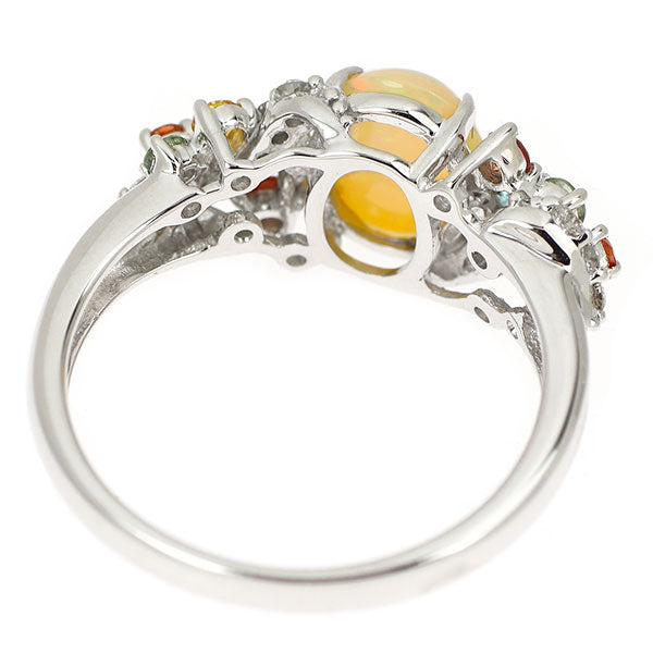 K18WG オパール サファイア パライバトルマリン ダイヤモンド リング 1.00ct S0.36ct T0.04ct D0.13ct