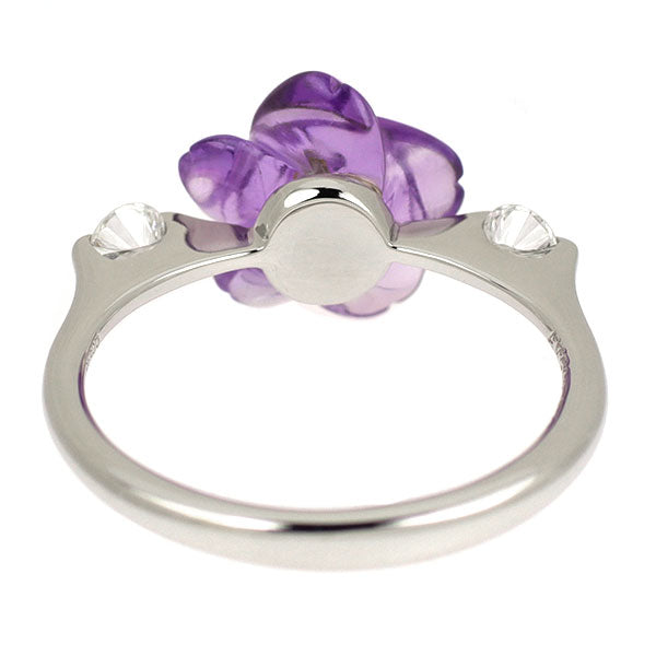 Pt900 カービング アメジスト ダイヤモンド リング 2.18ct D0.17ct
