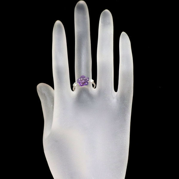 Pt900 カービング アメジスト ダイヤモンド リング 2.18ct D0.17ct