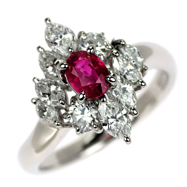 銀座ミワ Pt900 ルビー ダイヤモンド リング 0.63ct D1.35ct