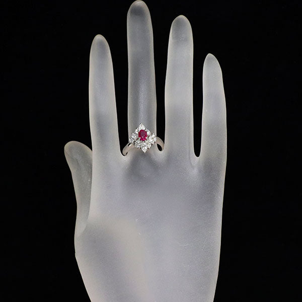 銀座ミワ Pt900 ルビー ダイヤモンド リング 0.63ct D1.35ct
