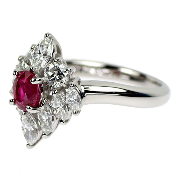 銀座ミワ Pt900 ルビー ダイヤモンド リング 0.63ct D1.35ct