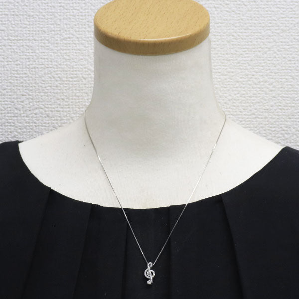 Pt900/ Pt850 ダイヤモンド ペンダントネックレス 0.30ct ト音記号