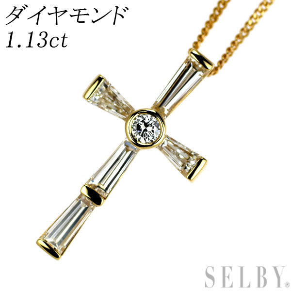 K18YG ダイヤモンド  ペンダントネックレス1.13ct クロス
