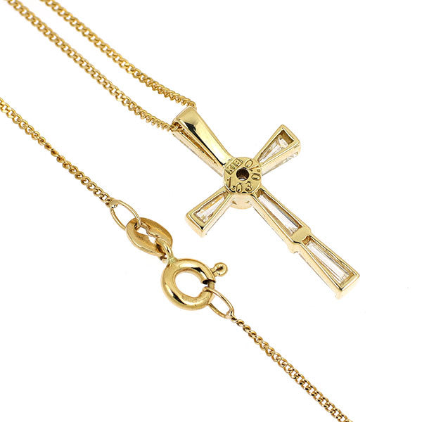 K18YG ダイヤモンド  ペンダントネックレス1.13ct クロス
