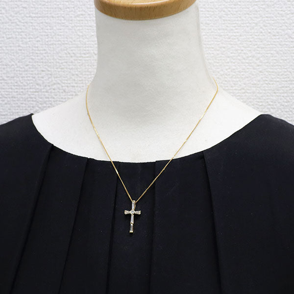 K18YG ダイヤモンド  ペンダントネックレス1.13ct クロス