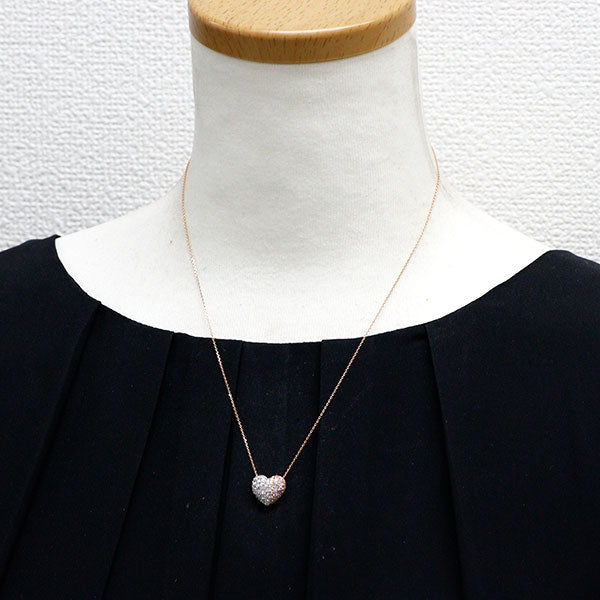 K18WG/PG 天然ピンク/カラーレス ダイヤモンド ペンダントネックレス 0.80ct ハート