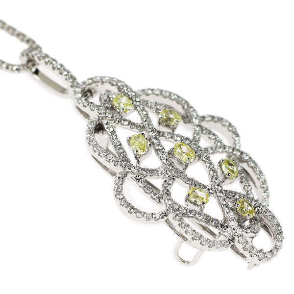 K18WG オーバル ダイヤモンド ペンダントネックレス兼ブローチ 0.602ct D0.98ct