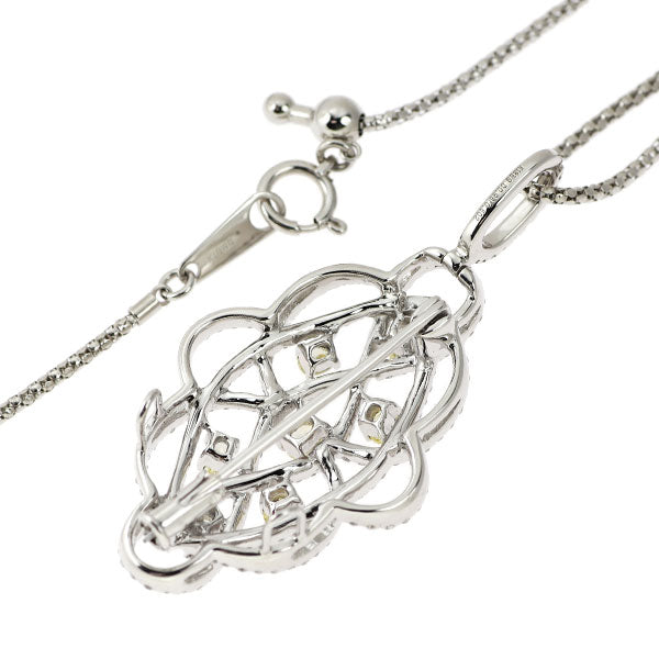 K18WG オーバル ダイヤモンド ペンダントネックレス兼ブローチ 0.602ct D0.98ct