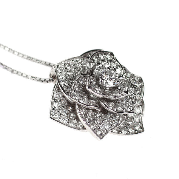 K18WG ダイヤモンド ペンダントネックレス 1.20ct フラワー パヴェ