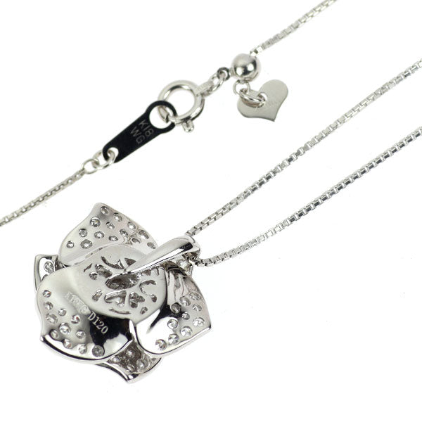 K18WG ダイヤモンド ペンダントネックレス 1.20ct フラワー パヴェ