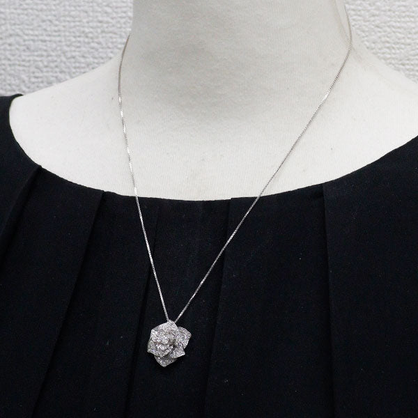 K18WG ダイヤモンド ペンダントネックレス 1.20ct フラワー パヴェ