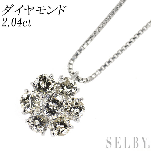 Pt900/ Pt850 ダイヤモンド ペンダントネックレス 2.04ct フラワー